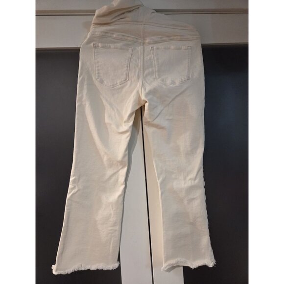 Mango Maternity Jeans Over The Belly Crop Frayed Hem Sz 6/8 - Picture 3 of 12